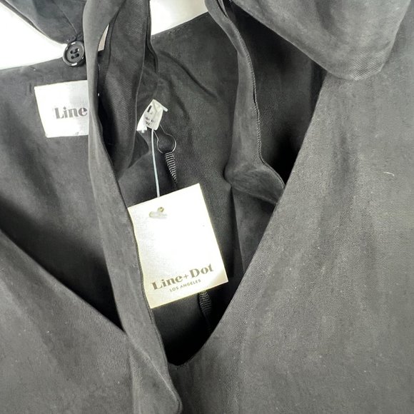 NWT Line & Dot Cupro Cold Shoulder Top Tie Neck Black Size Large L NEW - Picture 9 of 15